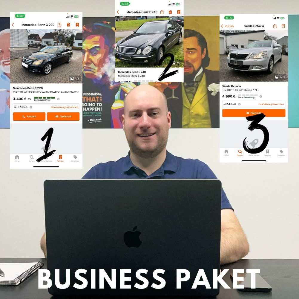 Auto Kaufberatung service with expert assistance and three vehicle recommendations for personalized car selection.