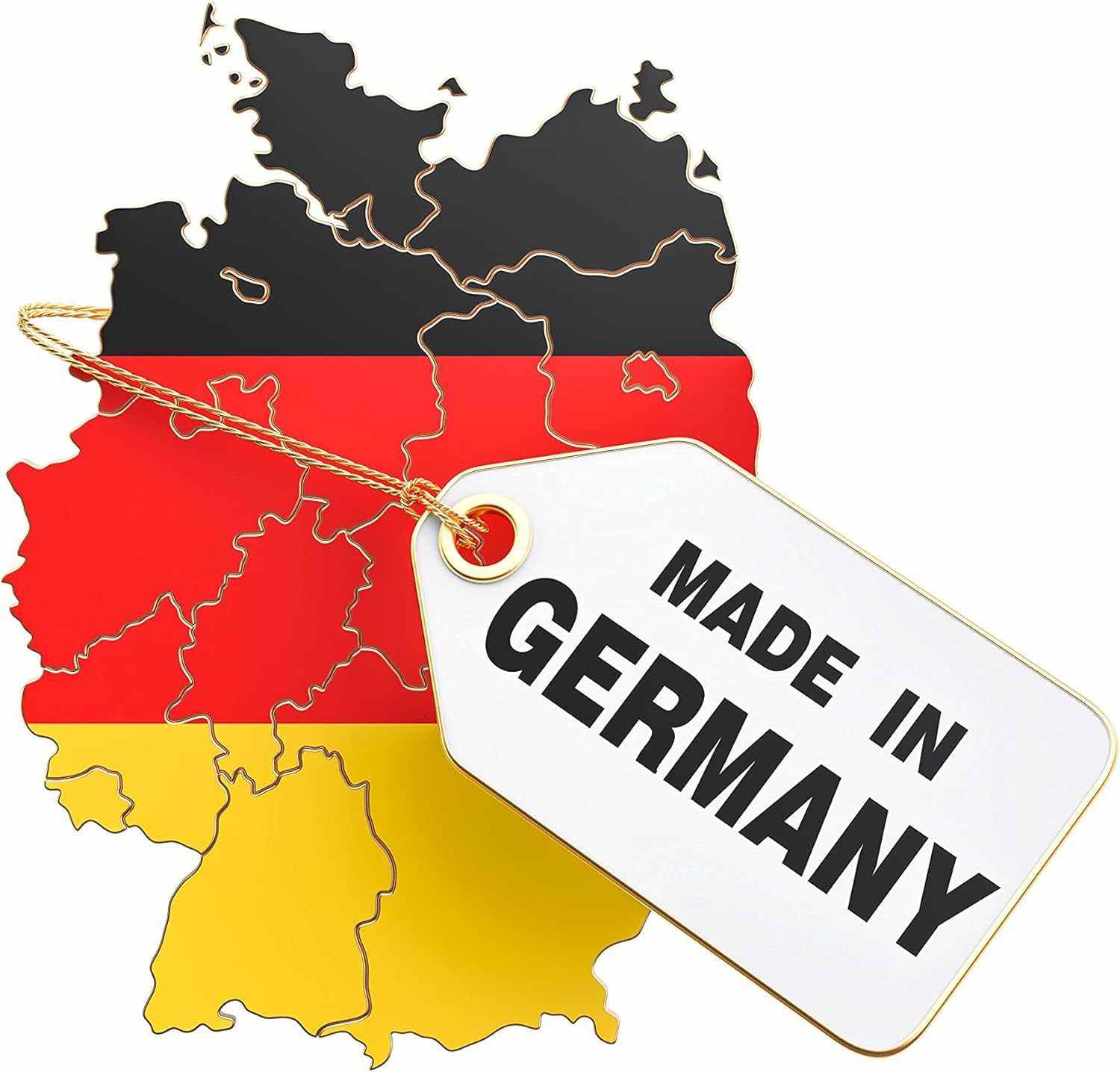 Made in Germany label on map, ANKERPUNKT Schlüsselanhänger.