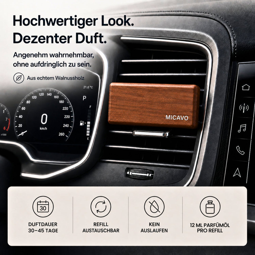 MICAVO Duftspender im Lüftungsgitter – hochwertiger Look, dezenter Duft