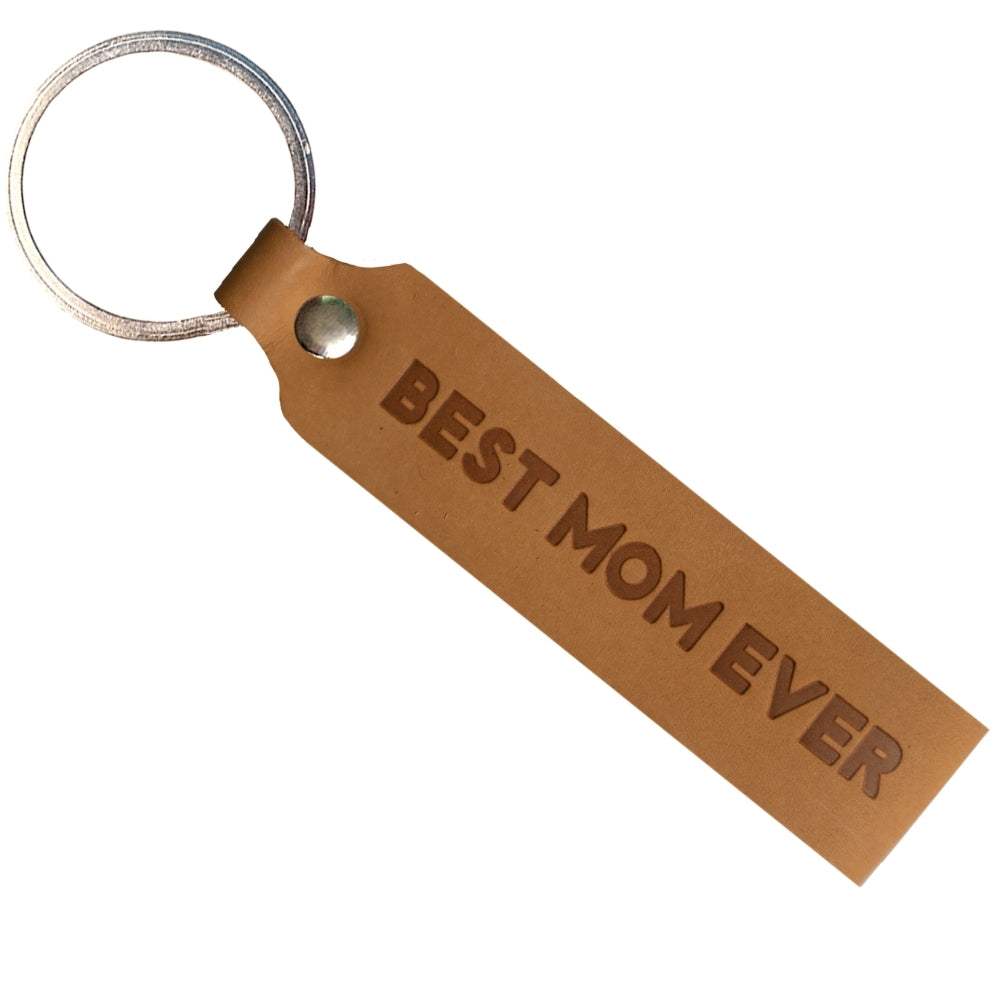ANKERPUNKT Schlüsselanhänger hellbraun Leder mit Gravur "Best Mom Ever".