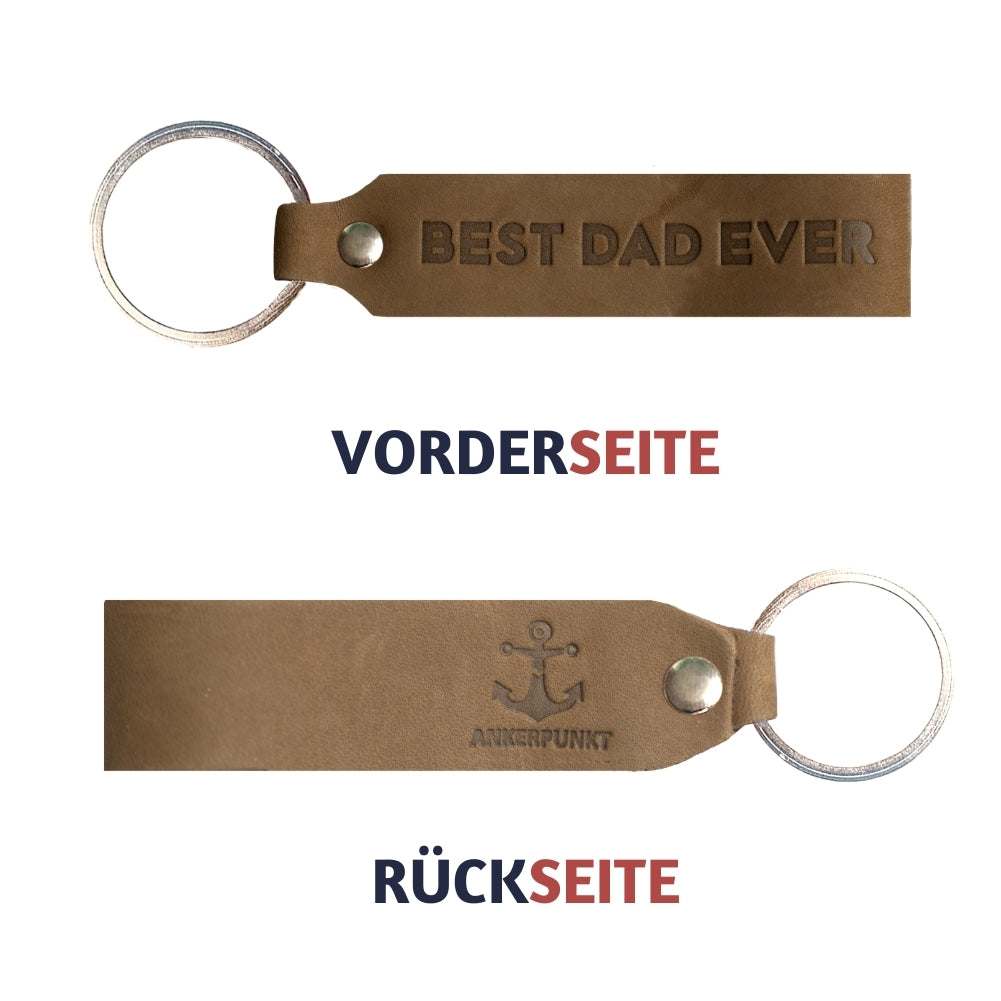 ANKERPUNKT Schlüsselanhänger Leder mit Gravur "Best Dad Ever" dunkelbraun, praktisches Vatertagsgeschenk aus Deutschland.