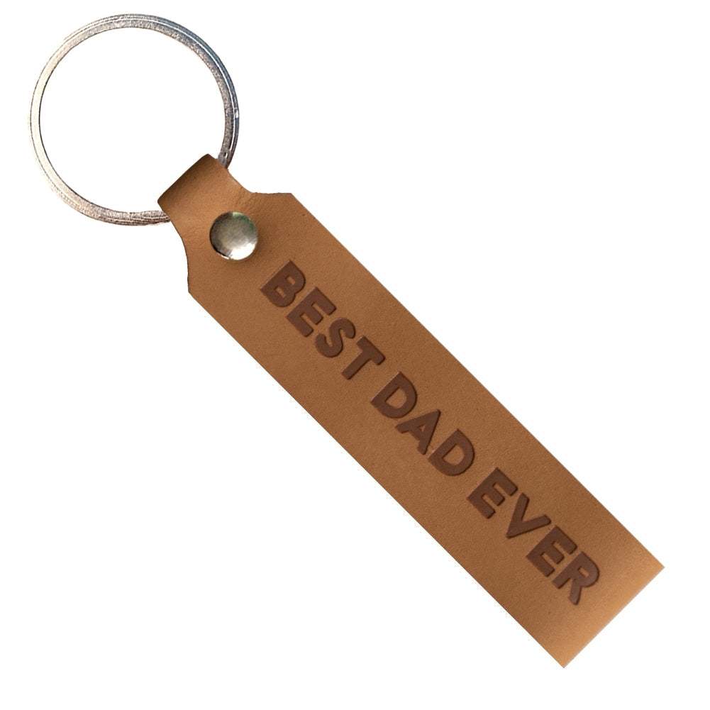 Schlüsselanhänger Leder mit Gravur "Best Dad Ever", hellbraun, ANKERPUNKT.