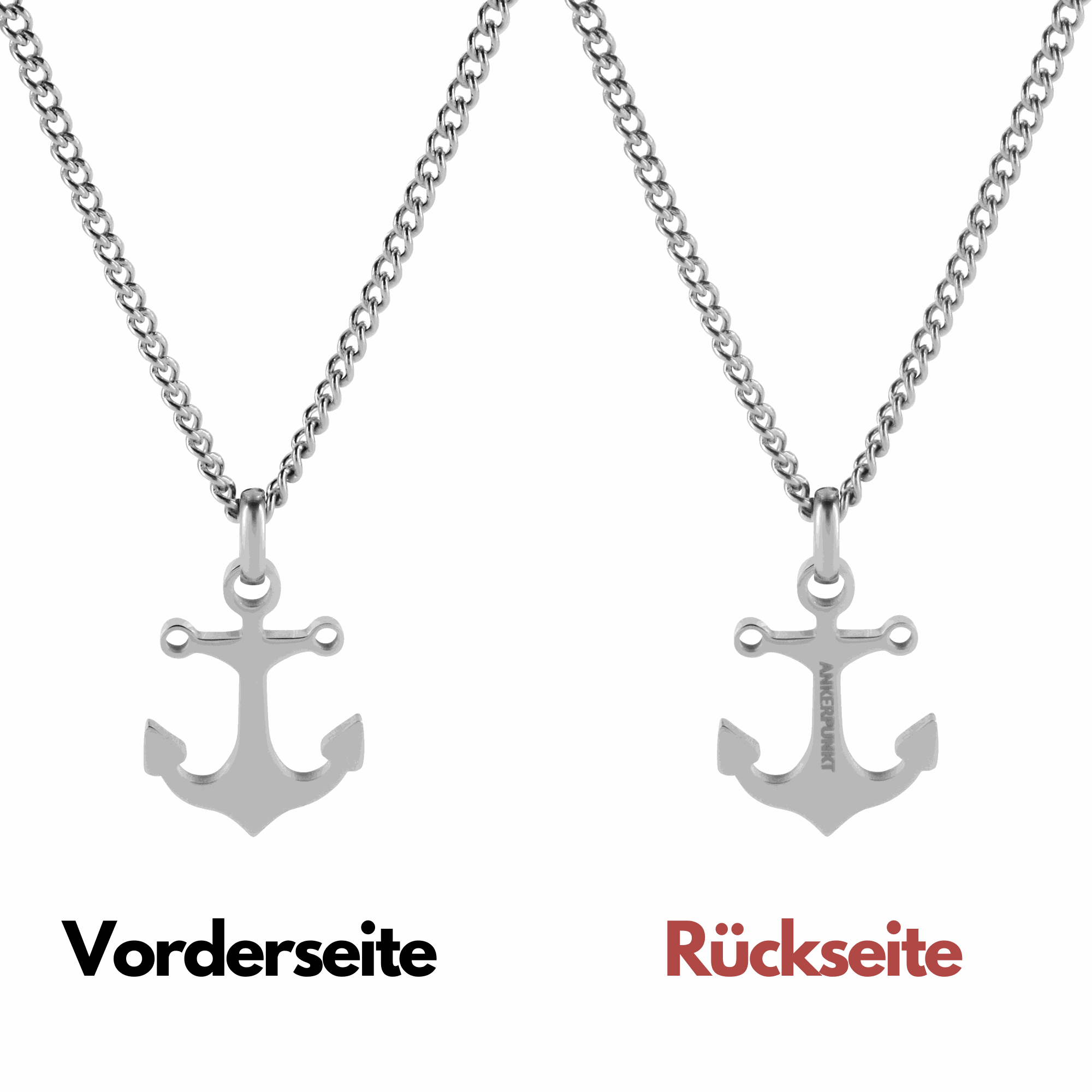 Silberne Halskette mit Anker Anhänger, variabel tragbar, maritimes Design.