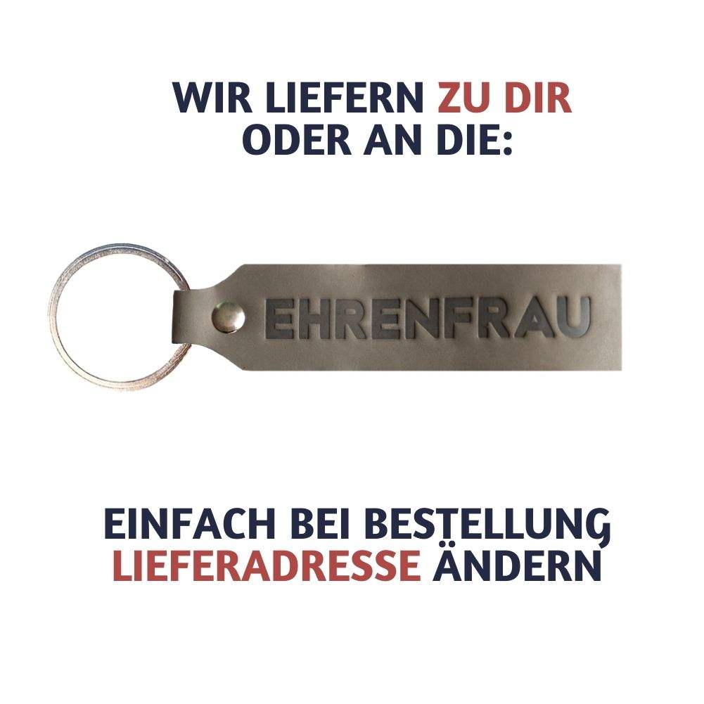 ANKERPUNKT Schlüsselanhänger Leder Ehrenfrau in Grau, personalisiertes Geschenk für Frauen.