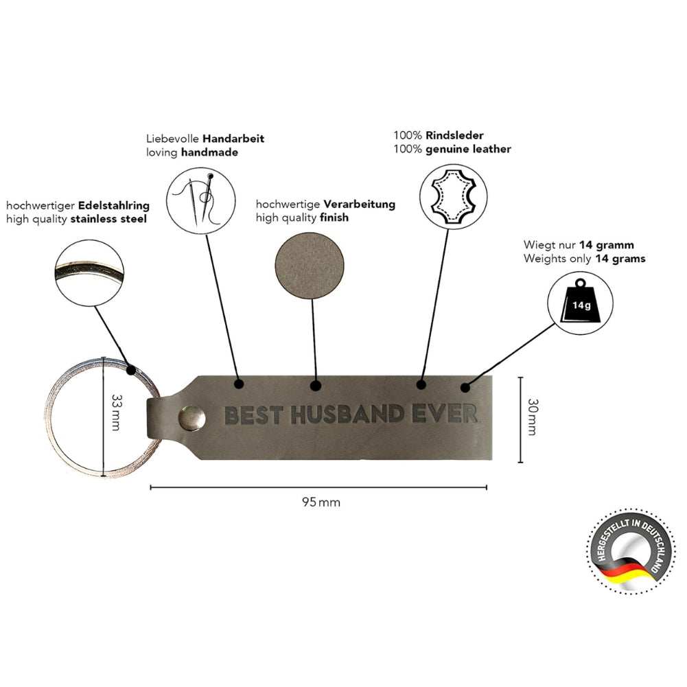 Leather keychain "Best Husband Ever" by ANKERPUNKT, made in Germany, genuine leather, perfect gift.