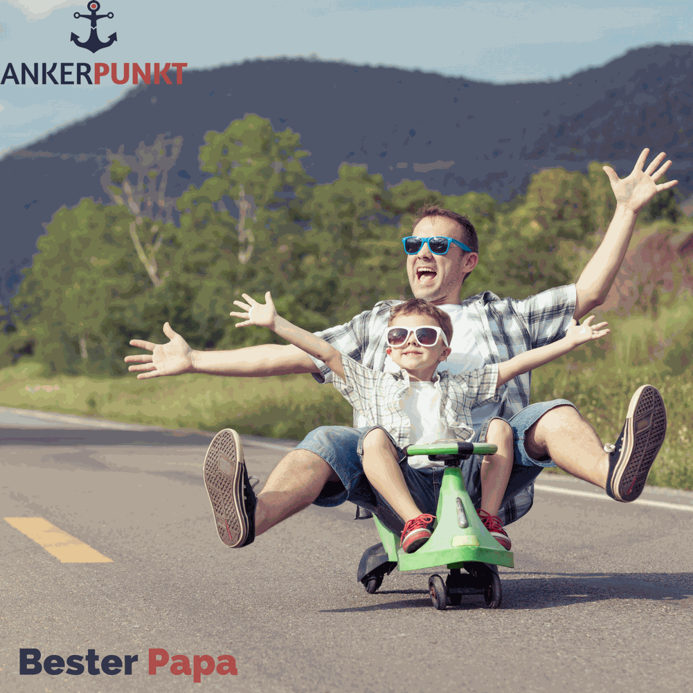 ANKERPUNKT Schlüsselanhänger Leder mit Gravur Best Dad Ever in grau, perfekt als Geschenk für Papa, handgefertigt in Deutschland.