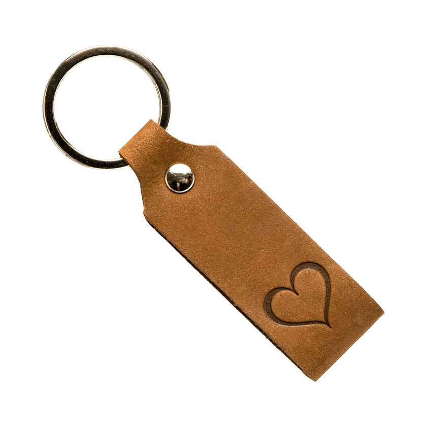 Herz Schlüsselanhänger aus dunkelbraunem Leder mit Ring, ideale Geschenkidee, made in Germany.