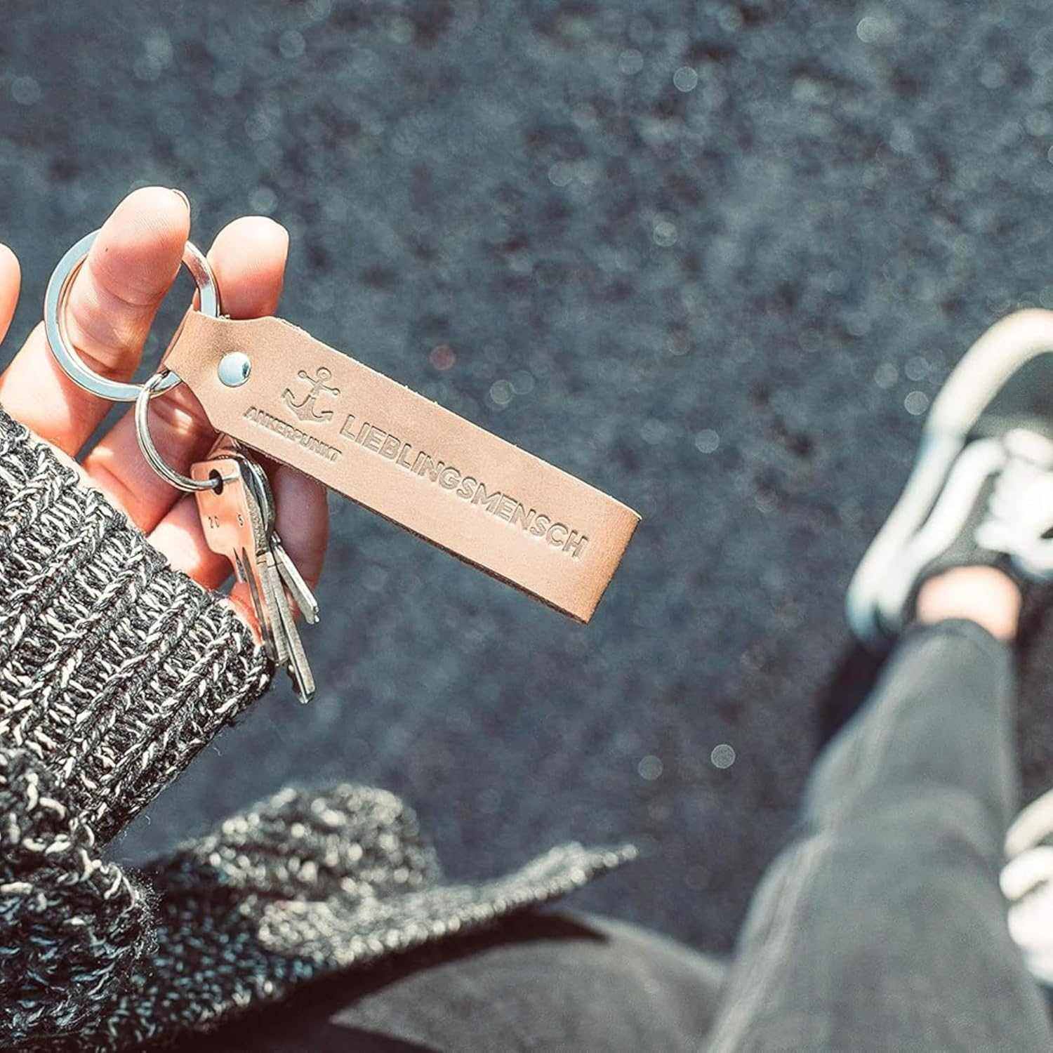 ANKERPUNKT Schlüsselanhänger Leder mit Gravur Lieblingsmensch - Ankerpunkt