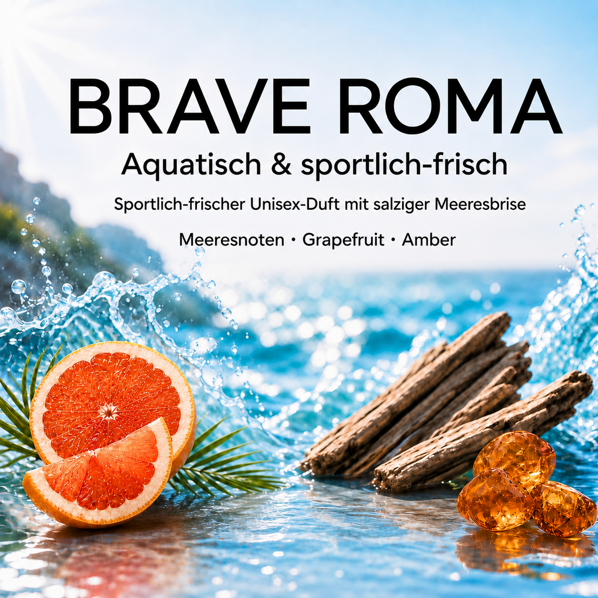 Brave Roma Duftposter – sportlich-frischer Unisex-Duft mit Meeresnoten, Grapefruit und Amber