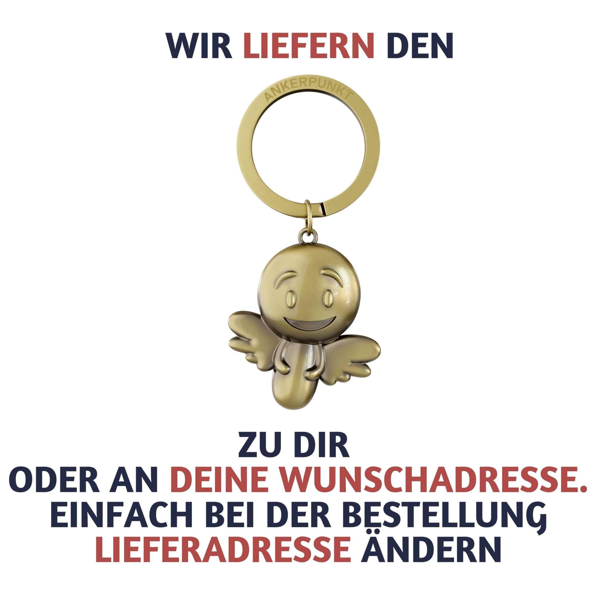 Gold vintage Schutzengel Schlüsselanhänger with smiling angel design for gifting.