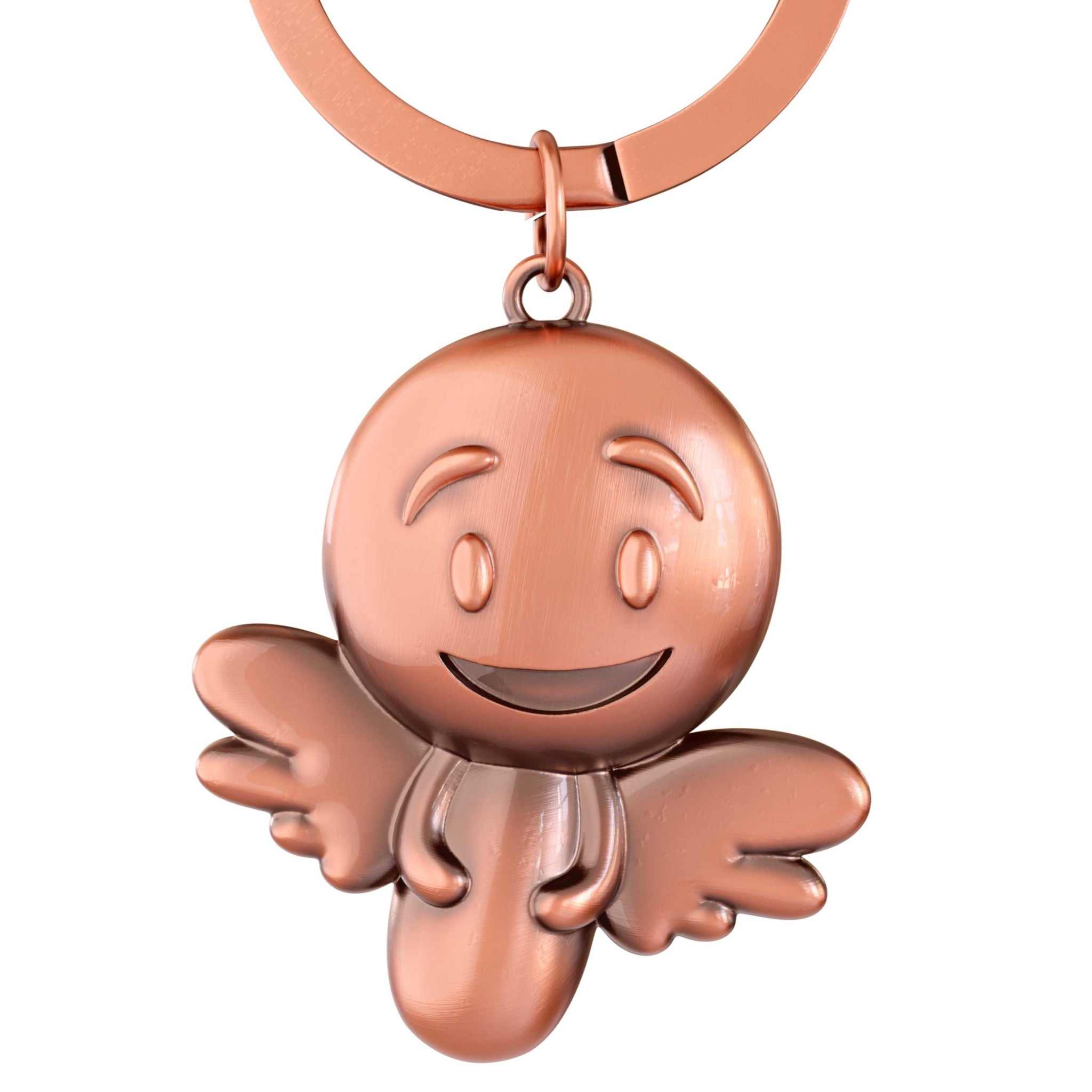 Bronze vintage Schutzengel Schlüsselanhänger with smiley angel design.