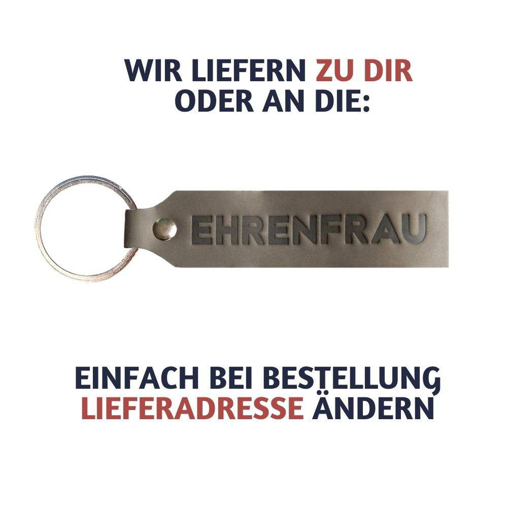 ANKERPUNKT Schlüsselanhänger Leder mit Gravur Ehrenfrau grau - Ankerpunkt