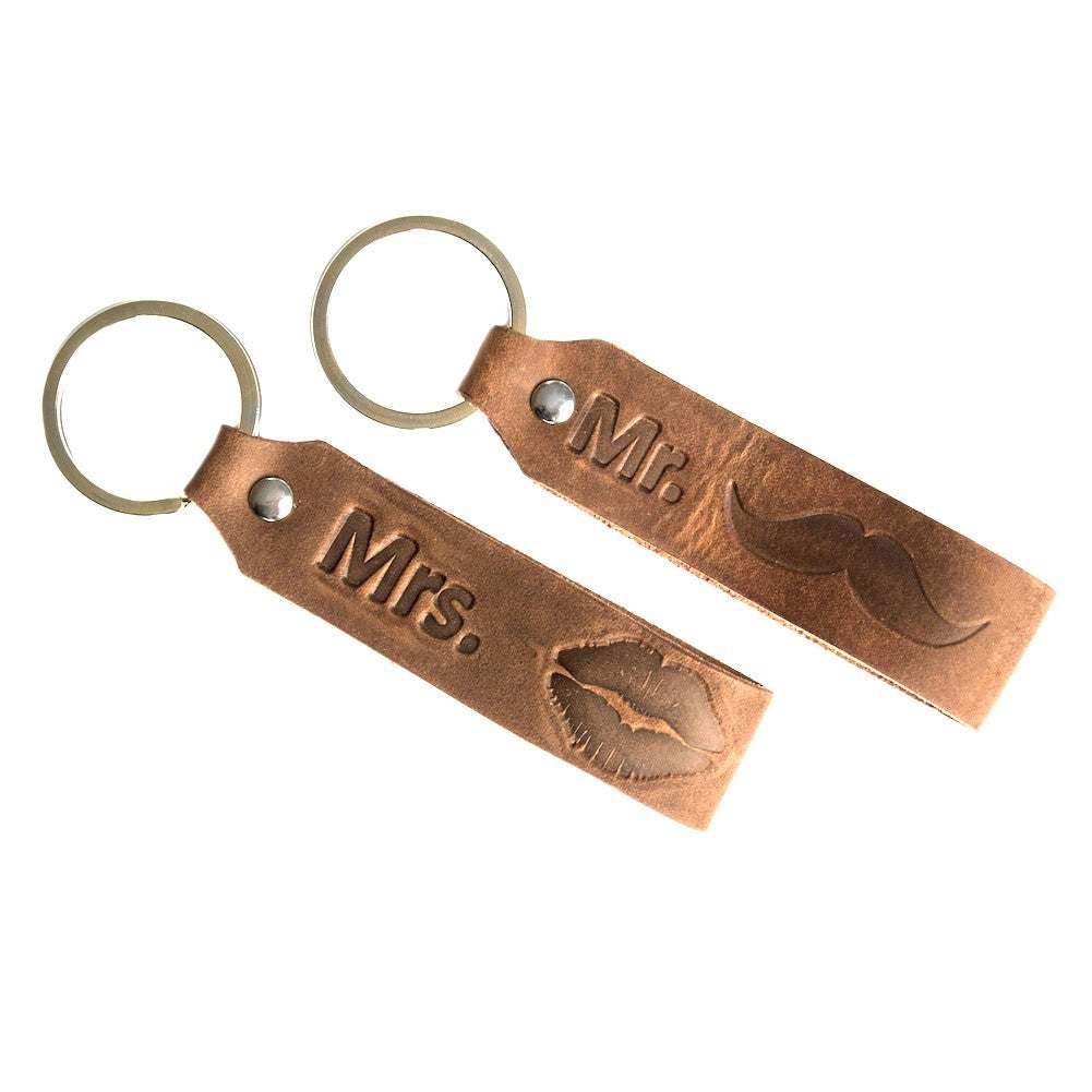 ANKERPUNKT Schlüsselanhänger Leder mit Gravur Mr. Mrs. Set dunkelbraun - Ankerpunkt